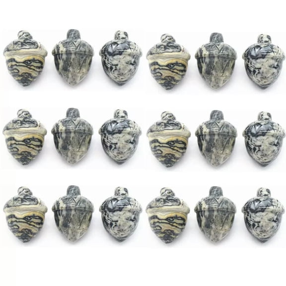 GKNET 20PCS Natural Map Stone Quartz Hand Carved Pine Nuts Crystal Healing Random