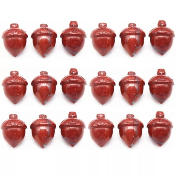 GKNET 20PCS Natural Red Jasper Stone Hand Carved Pine Nuts Crystal Healing Random