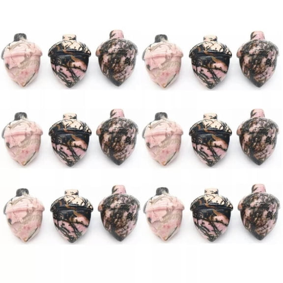 GKNET 20PCS Natural Rhodochrosite Stone Hand Carved Pine Nuts Crystal Healing Random