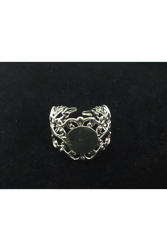 20PCS Silver Plated Adjustable Filigree Ring Blanks 18mm #22807