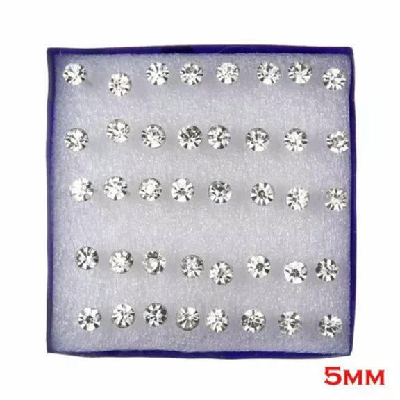 GKNET 20Pair/Box Colorful Crystal Ear Stud Earrings Set Women Weddings Party Jewellery-Silver - 5MM