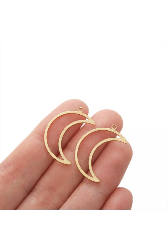 20Pcs Raw Brass Textured Cut Crescent Moon Charm for Diy Earring Delicate Jewelry Making