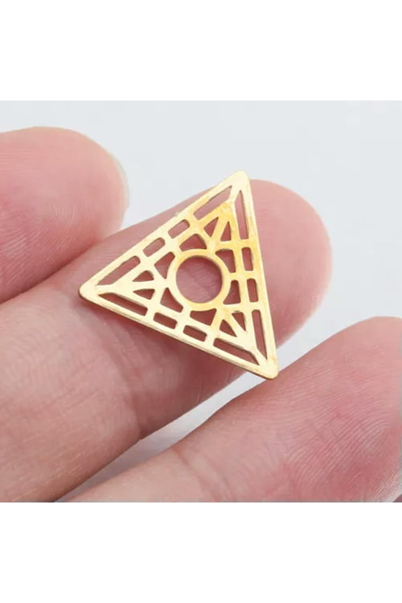 20Pcs Raw Brass Wicca Triangle Charms Heart Pendant Diy For Gypsy Witch Jewelry-Triangle