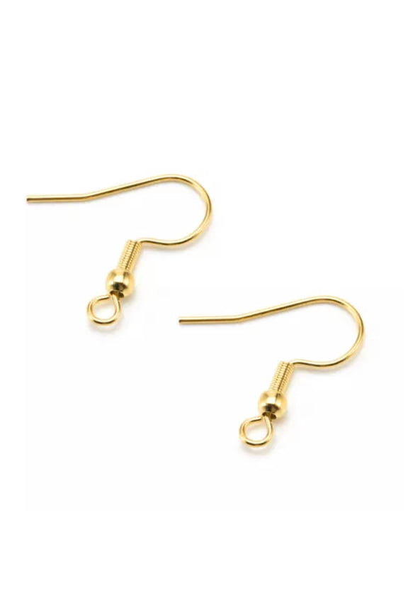 20Pcs tainless Steel Ball and Coil Ear Wires French Earring Wires Hook Jewelry-Gold Plated