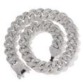 thumbnail image 1 of GKNET 20mm Hip Hop Cuban Link Chain Necklace Bracelets Delicate Jewelry Set Bling 4 Rows Zircon-Silver-20inch, 1 of 9