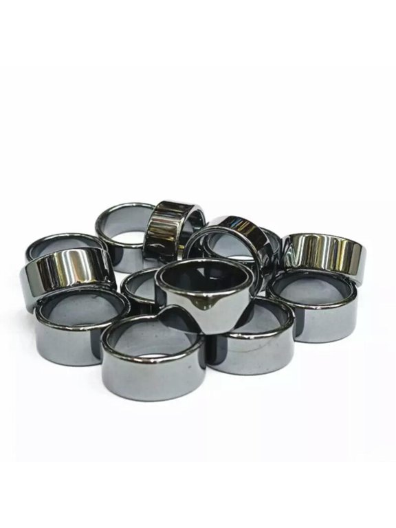 20pcs 10mm Natural Black Hematite Ring - Anxiety Balance Circulation