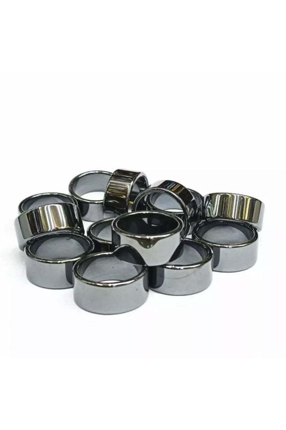 20pcs 10mm Natural Black Hematite Ring - Anxiety Balance Circulation