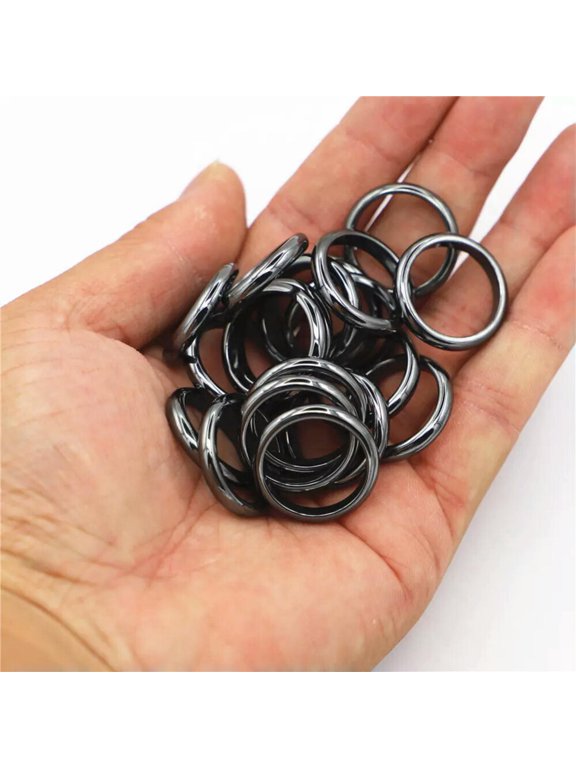 20pcs 4mm Natural Black Hematite Ring - Anxiety Balance Circulation