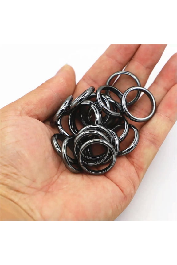20pcs 4mm Natural Black Hematite Ring - Anxiety Balance Circulation