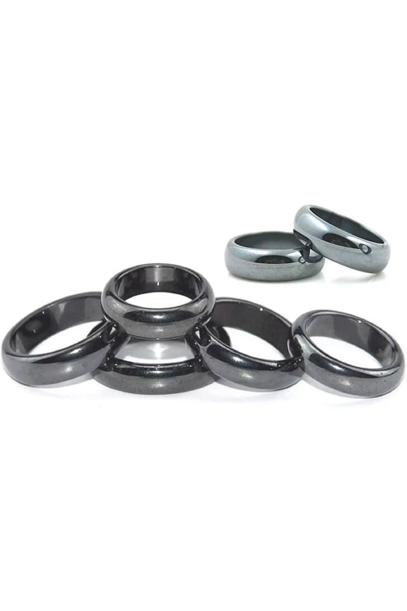 20pcs 6mm Natural Black Hematite Ring - Anxiety Balance Circulation
