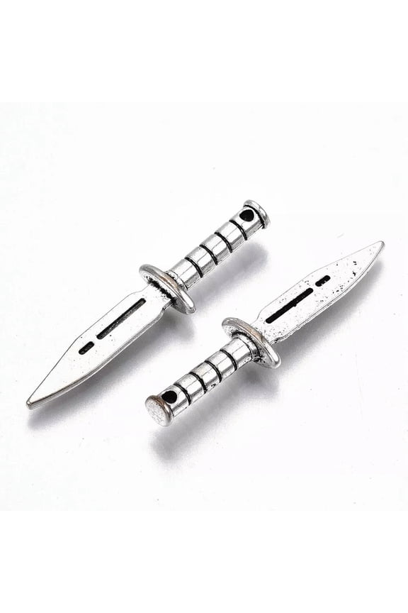20pcs Knife Dagger Charms Pendants Antique Silver 39x9.5x4.5mm Necklace Bracelet