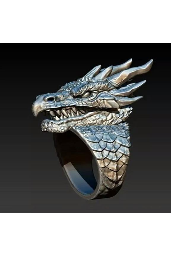 20pcs Mythic Dragon Head Powerful Ring Silvery