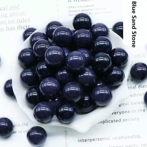 GKNET 20pcs Natural Blue Sand Stone Round Ball Crystal Sphere Rock 16mm Reiki Chakra