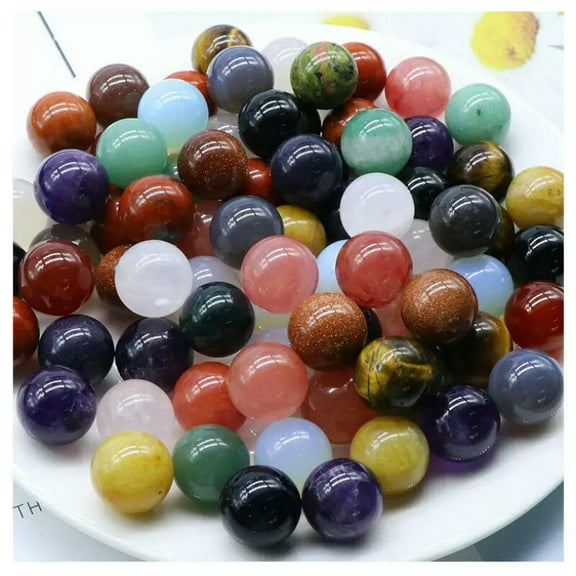GKNET 20pcs Natural Gemstones Round Ball Crystal Sphere Rock Stone 16mm Reiki Chakra