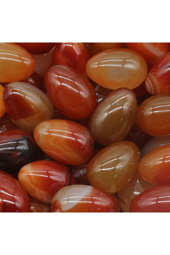 20pcs Natural Red Agate Stone Egg Crystal Skull Carved Pendant Healing Gem Reiki