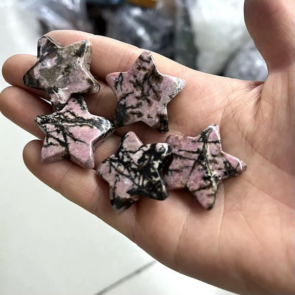 GKNET 20pcs Natural Rhodochrosite Stone Quartz Healing Star Gemstone Home Decor 25x6mm