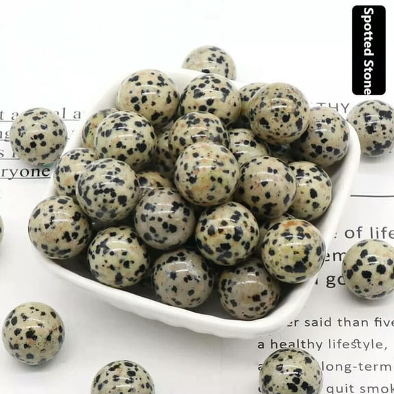 GKNET 20pcs Natural Spotted Stone Round Ball Crystal Sphere Rock 16mm Reiki Chakra