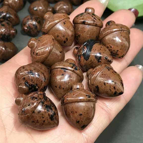 GKNET 20pcs Natural Stone Pinecone Red Obsidian Stone Sculpture Reiki Treatment 25mm