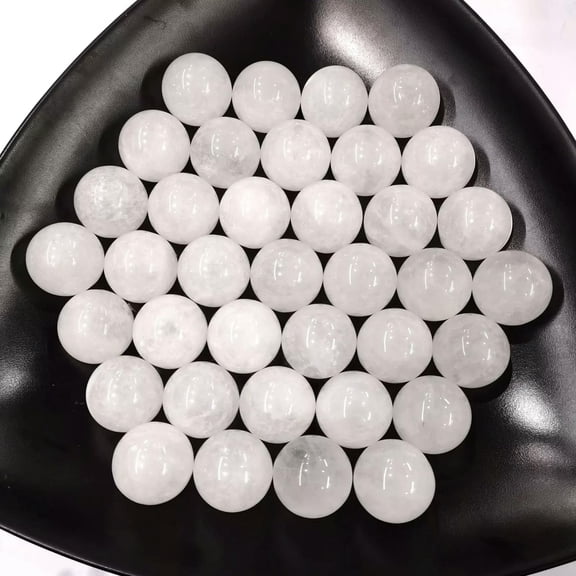 GKNET 20pcs Natural White Crystal Stone Gemstones Harmony Round Ball Sphere 25mm Reiki