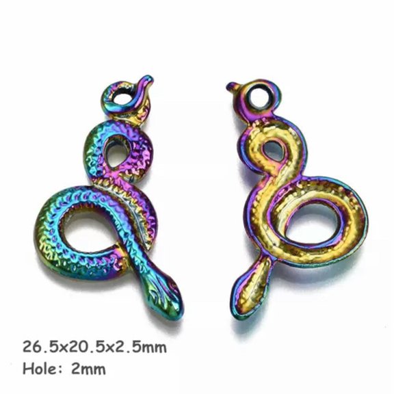 GKNET 20pcs Tiny Charms Rainbow Color Alloy Pendants for Keychain & Bracelets-Snake #02