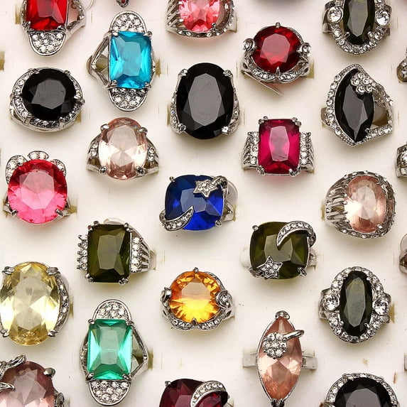 GKNET 20pcs Women Lady's Delicate Jewelry Wholesale Mixed Lots Big Cubic Zircon Rings