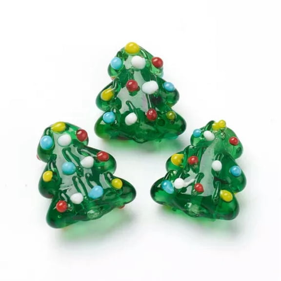 GKNET 20x Christmas Tree Glass Beads Christmas Theme Lampwork Loose Bumpy Beads-Christmas Tree (17mm)