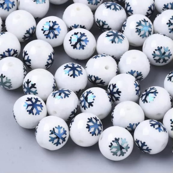 GKNET 20x Colorful Electroplate Glass Beads 10mm Christmas Theme Star Bell Snowflake-Snowflake - Blue