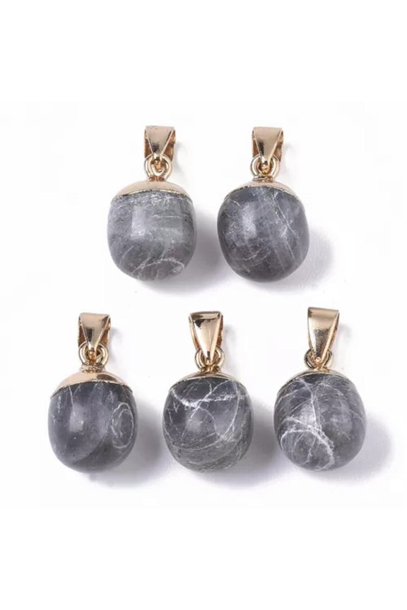 20x Natural Gemstone Charms Pendant with Iron Hooks Mixed Crystals Stone-Labradorite