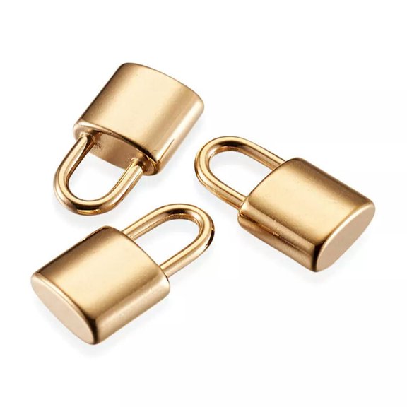 GKNET 20x Stainless Steel Pendants Padlock Golden 11x6x3mm Lock Charms for Necklace