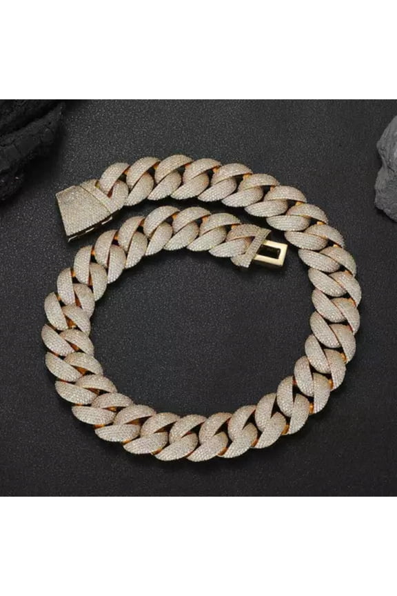 22mm Hip Hop Bubble Miami Cuban Link Chain Necklace Delicate Jewelry 18k Real Gold Plated-Gold-7 in Bracelet