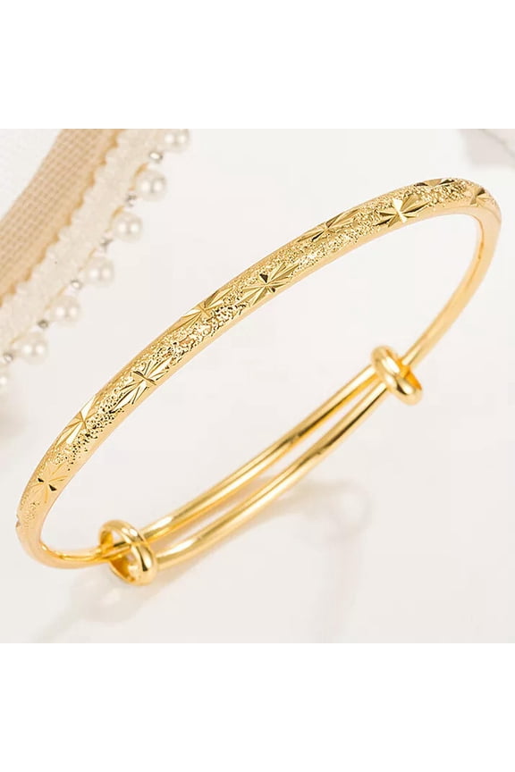 24K Yellow Gold Plated Adjustable Bangle Bracelet Women Retro Bangles Jewelry