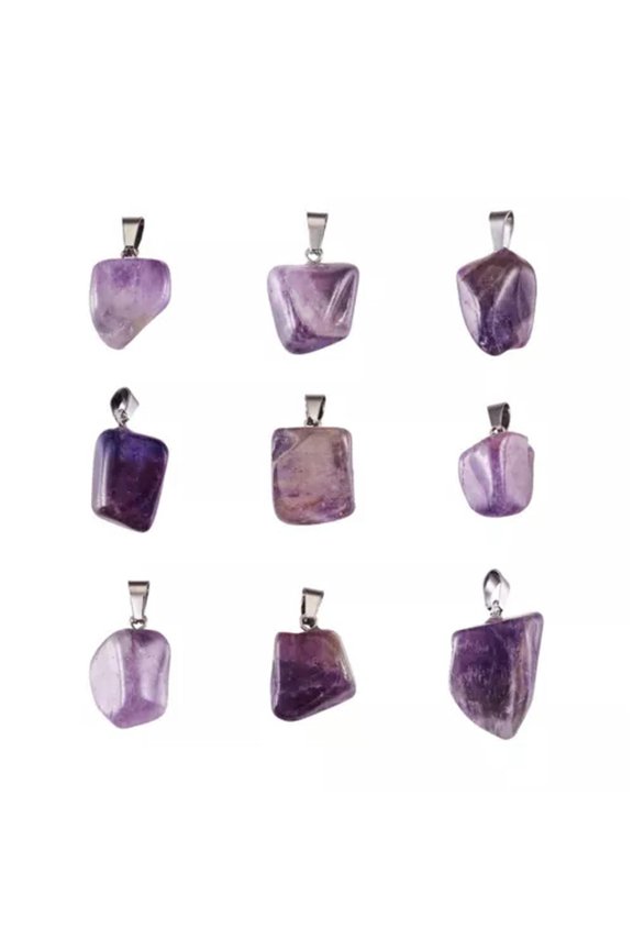 24PCS Nuggets Gemstone Pendants Multi-Style Stone Charms with Snap On Bails-Amethyst