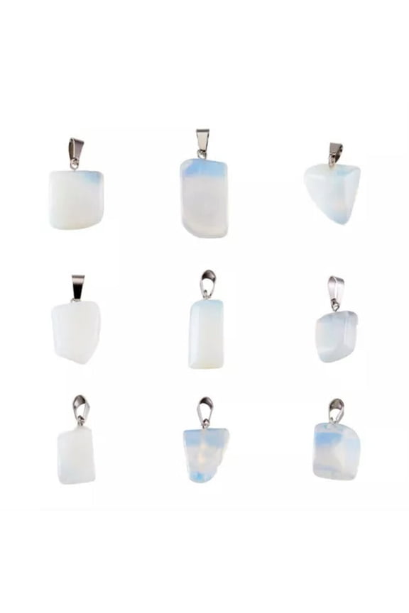 24PCS Nuggets Gemstone Pendants Multi-Style Stone Charms with Snap On Bails-Opalite