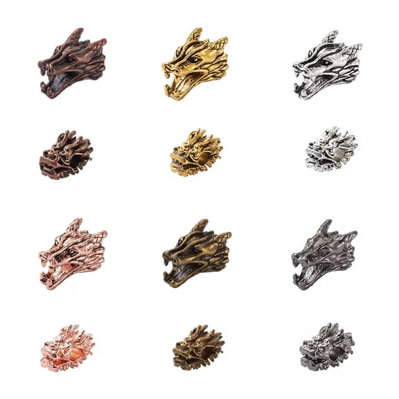 GKNET 24pcs Alloy Dragon Head Beads Antique Metal Animal Loose Spacer Beads