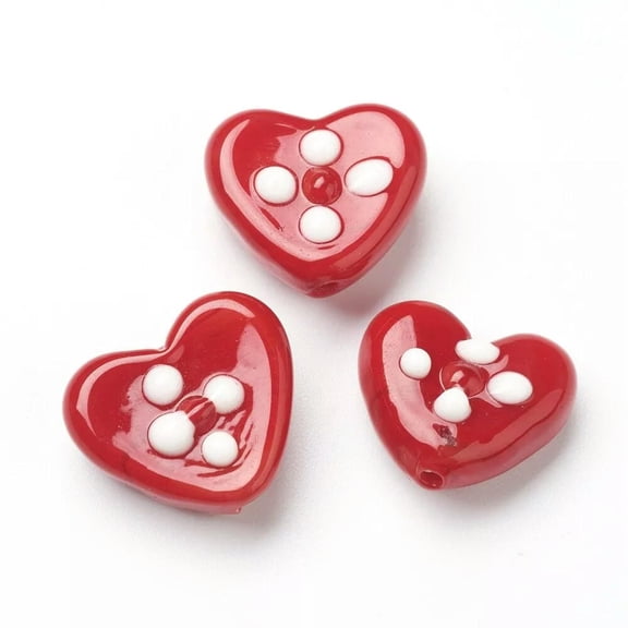 GKNET 25pcs Lampwork Beads Red Heart 15x18x8mm 25pcs/strand Spacer Loose Bead