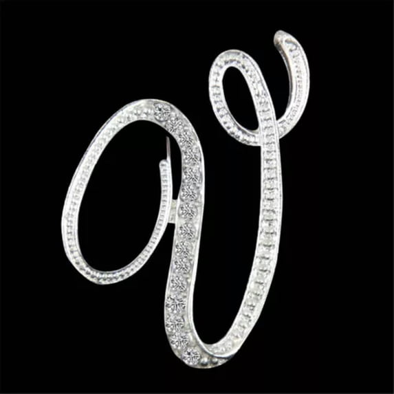 GKNET 26 Letters Crystal Rhinestone Alphabet Brooch Pin Wedding Women Delicate Jewelry Gift Lot-V