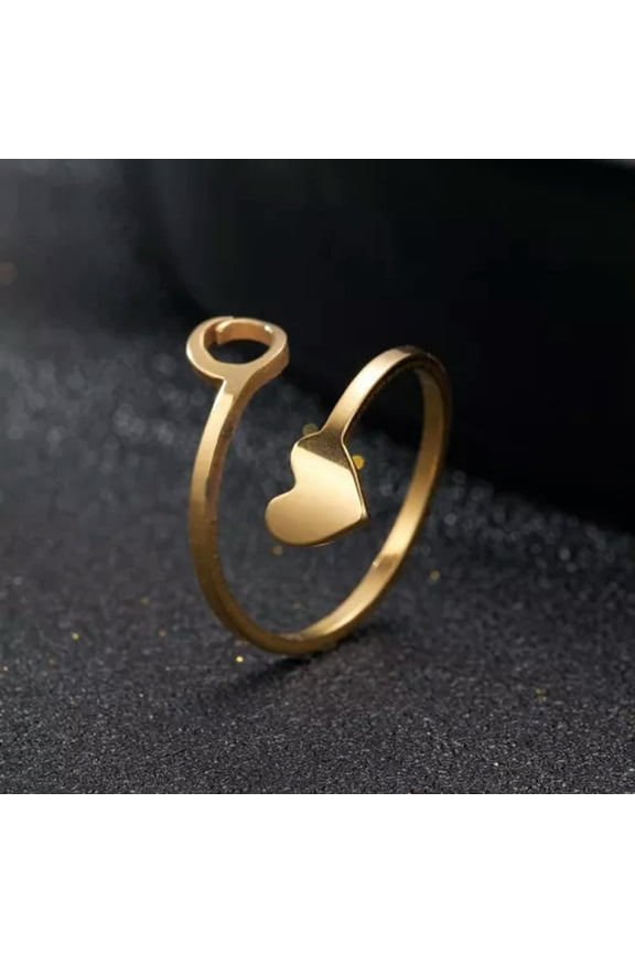 26 Letters Initials A-Z Crystal Gold Plated Sliver Plated Adjustable Ring Women-Gold O