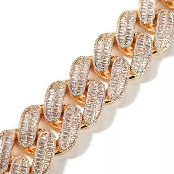 GKNET 26mm Hip Hop Miami Cuban Link Chain Necklace 18k Real Gold Plated Full Zircon-Gold-20 in
