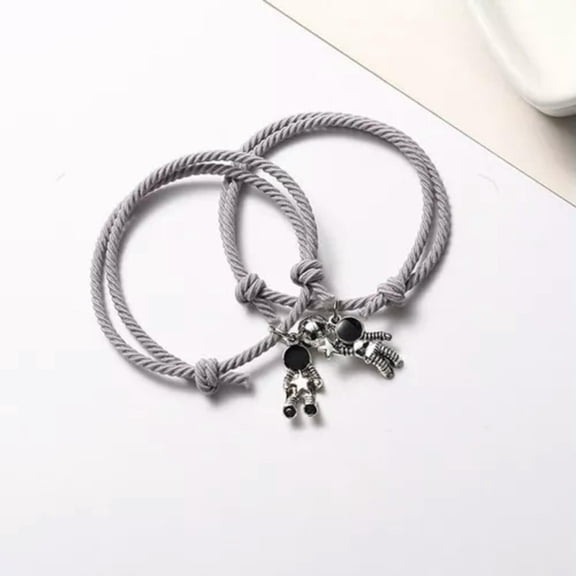 GKNET 1 Pair Cartoon Astronaut Cute Couple Bracelet Fashion Women Men Delicate Jewelry -Gray