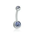 thumbnail image 1 of GKNET 2PCS Stainless Steel Belly Button Navel Bars Ring Double Zircon Piercing Jewelry-light blue, 1 of 9