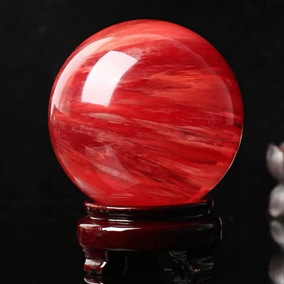 GKNET 2Pcs 90mm Big Natural Red Smelting Stone Ball Quartz Crystal Reiki Sphere + Base