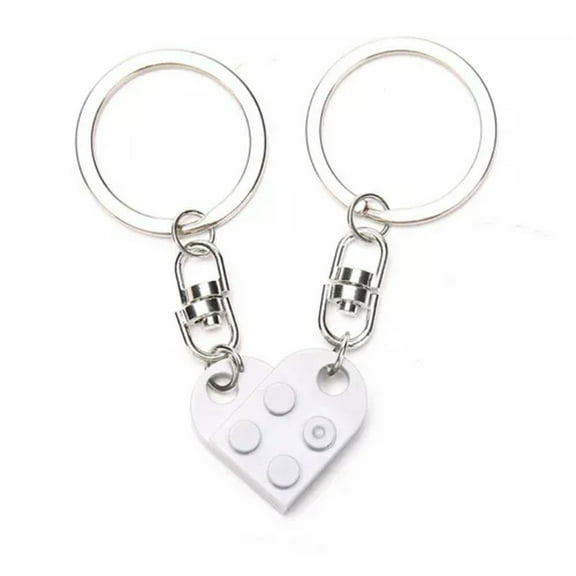GKNET 2Pcs Love Heart Brick Keychain For Couples Friendship Heart KeyRing Delicate Jewelry WY4-Gray