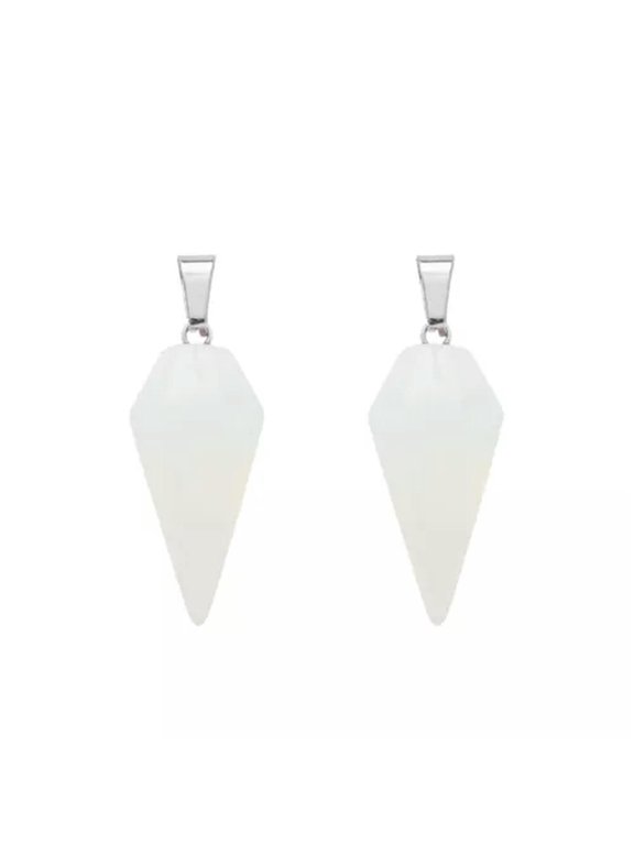 2Pcs Natural Stone Crystal Pendulum Pendant Hexagonal Quartz Reiki Healing Charm-Opal