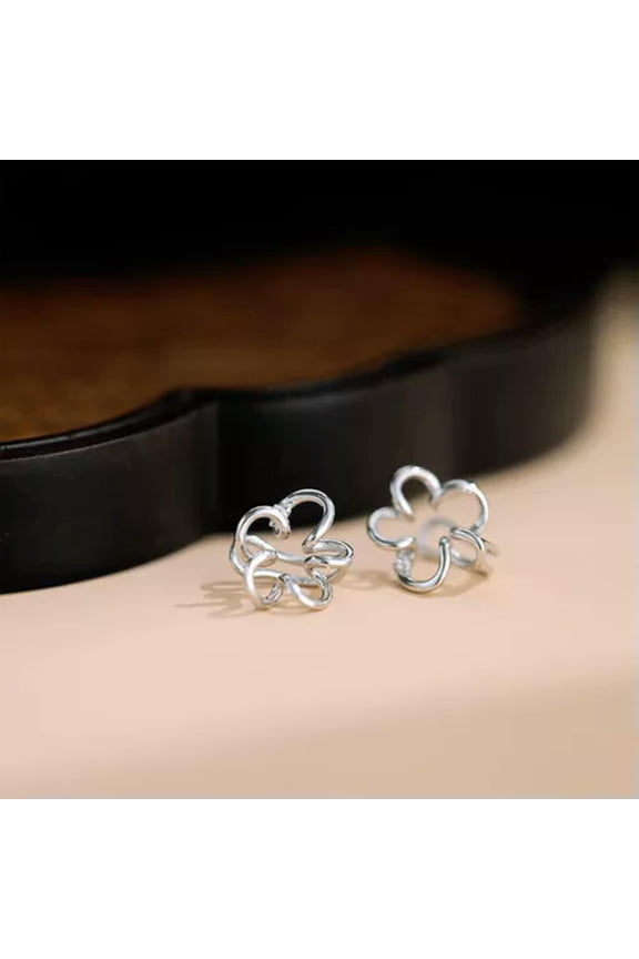 2Pcs Skeletonised Copper Metal Ear Clip Non-piercing Earring Ear Bone Clip-Silver