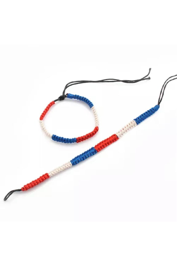 2X Multi-colored Rasta Friendship Bracelet Ethnic Wristband Bracelet Braided-Type 1