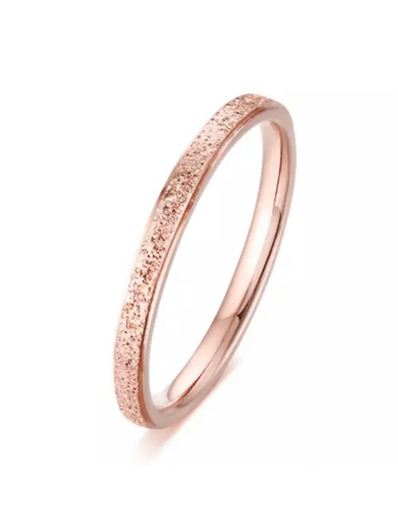 2mm Ultra-fine Titanium Steel Band Men Womens Silver/Rose Gold Tail Ring Sz 4-10-7-Rose Gold