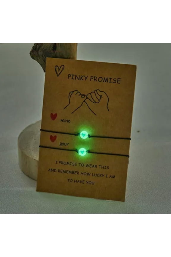 2pcs Glow In the Dark Luminous Acrylic Beaded Heart Bracelet Bangle Lucky Gift-Blue