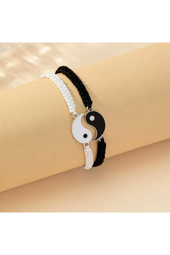 2pcs/set Handmade Braid Yin Yang Matching Bracelet Friendship Couple Bracelets
