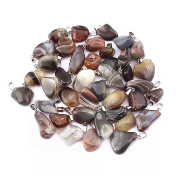 GKNET 2x Irregular Shape Alabaster Pendants Quartz Crystal Charms For Necklace Making-Small