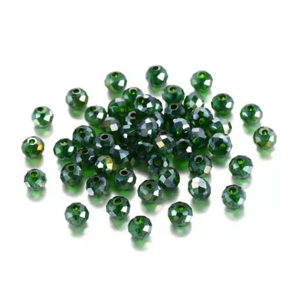 GKNET 3-8MM Diy Delicate Jewelry Accessories Crystal Loose Beads AB Color Flat Beaded Findings-Dark Green-8mm x 70pcs